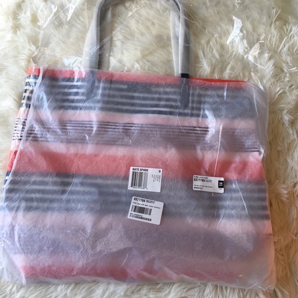 NWT Kate Spade Bon Shopper Pink&Navy Striped Tote - Picture 7 of 7